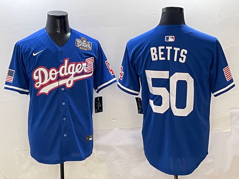 Men Los Angeles Dodgers 50 Betts Blue Second generation Joint Name Nike 2025 MLB Jersey style 6